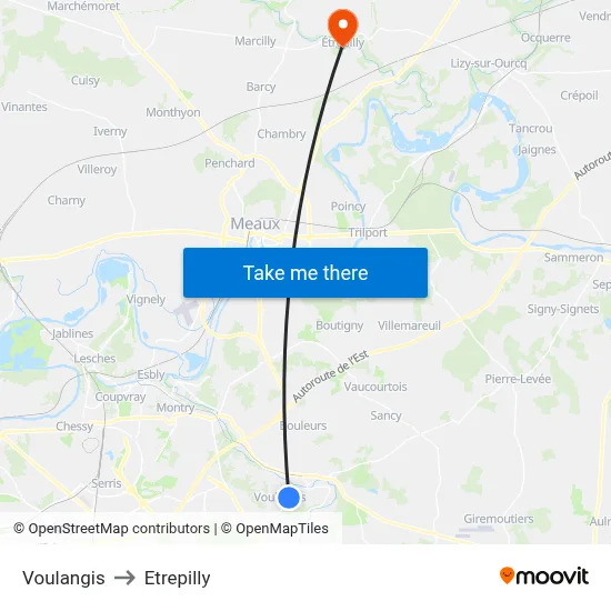Voulangis to Etrepilly map
