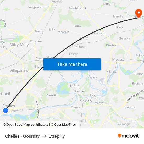 Chelles - Gournay to Etrepilly map