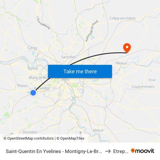 Saint-Quentin En Yvelines - Montigny-Le-Bretonneux to Etrepilly map