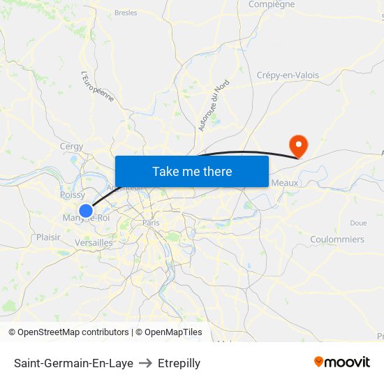 Saint-Germain-En-Laye to Etrepilly map