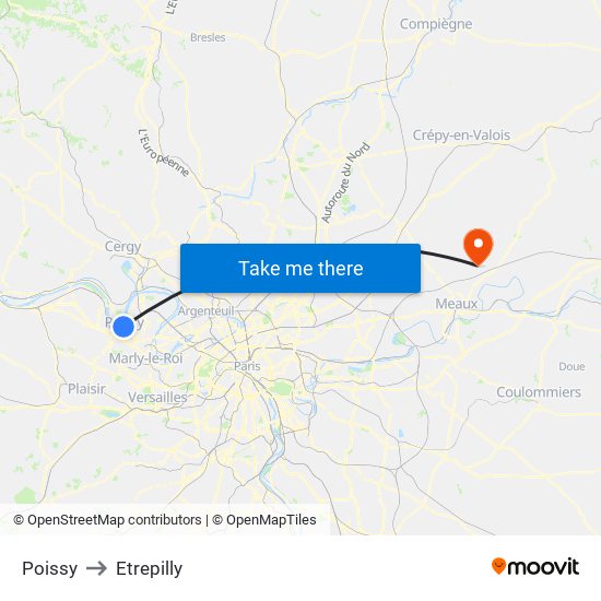 Poissy to Etrepilly map