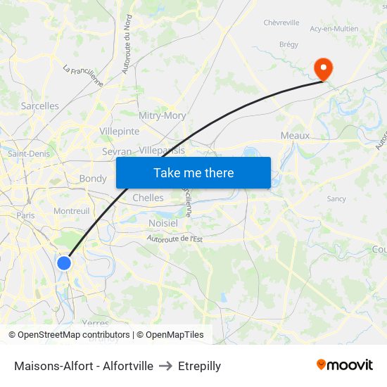 Maisons-Alfort - Alfortville to Etrepilly map