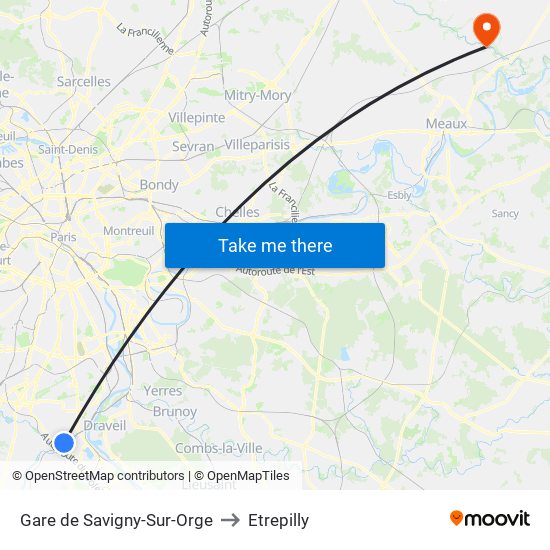 Gare de Savigny-Sur-Orge to Etrepilly map