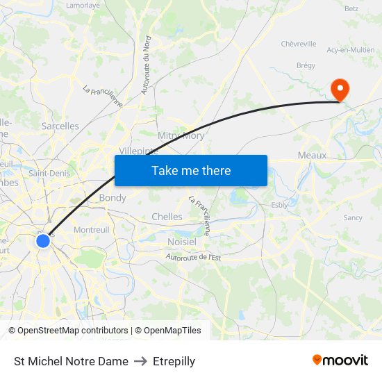 St Michel Notre Dame to Etrepilly map