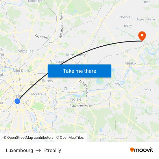 Luxembourg to Etrepilly map