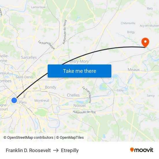 Franklin D. Roosevelt to Etrepilly map