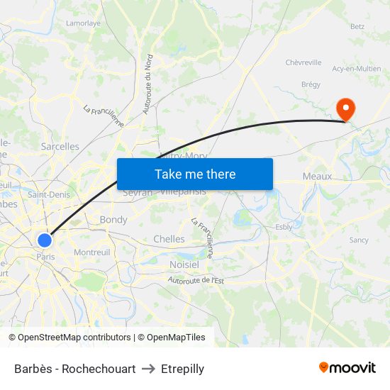 Barbès - Rochechouart to Etrepilly map