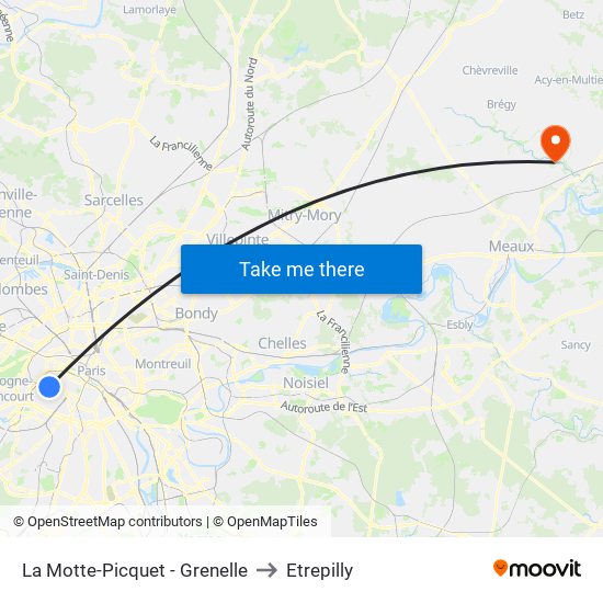 La Motte-Picquet - Grenelle to Etrepilly map