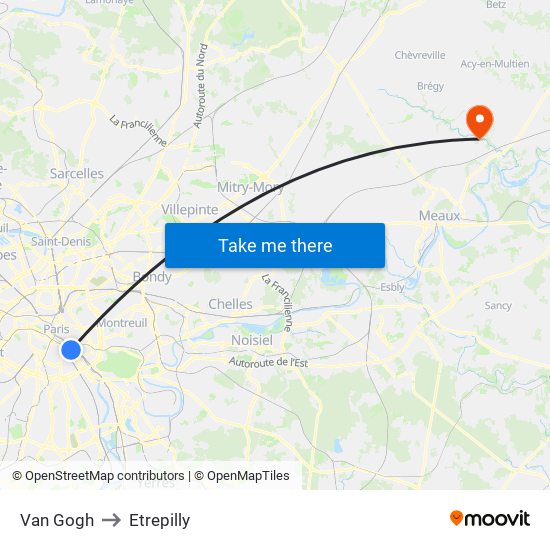 Van Gogh to Etrepilly map