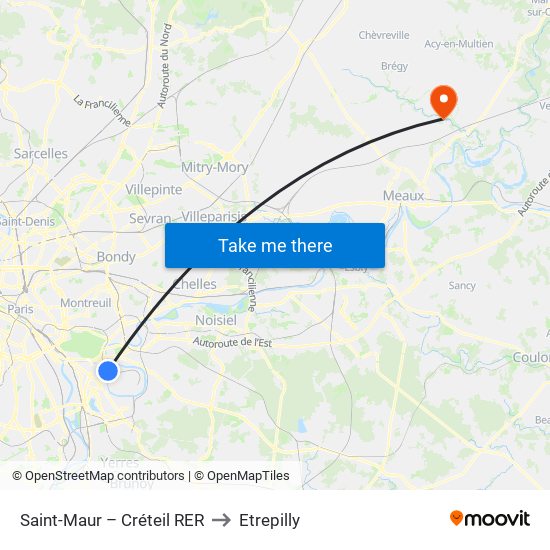 Saint-Maur – Créteil RER to Etrepilly map