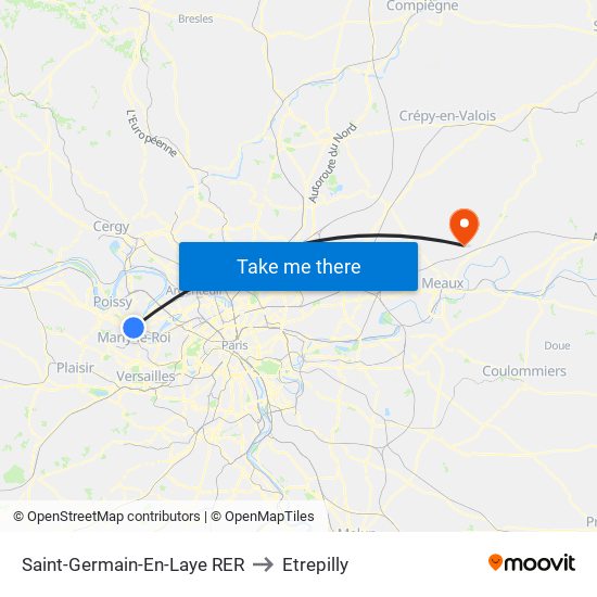 Saint-Germain-En-Laye RER to Etrepilly map