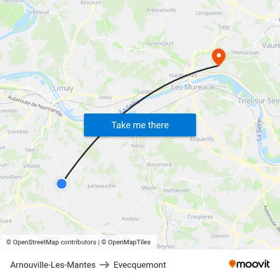 Arnouville-Les-Mantes to Evecquemont map