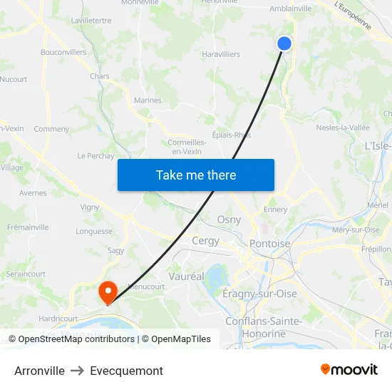 Arronville to Evecquemont map