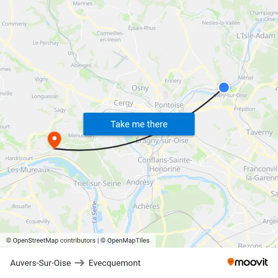 Auvers-Sur-Oise to Evecquemont map