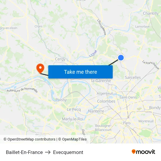 Baillet-En-France to Evecquemont map