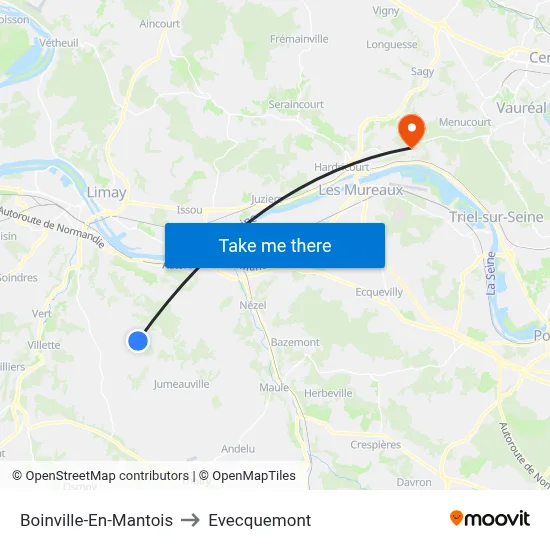 Boinville-En-Mantois to Evecquemont map