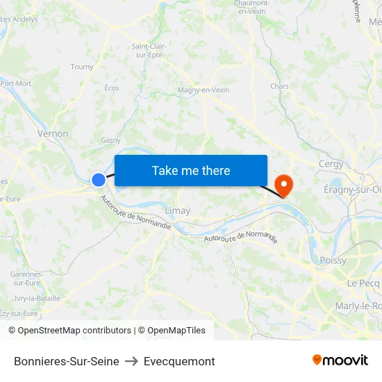 Bonnieres-Sur-Seine to Evecquemont map