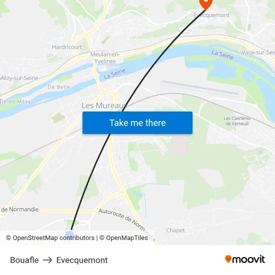 Bouafle to Evecquemont map