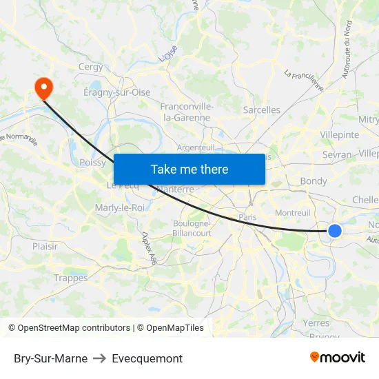 Bry-Sur-Marne to Evecquemont map