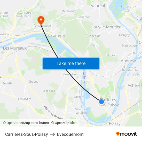 Carrieres-Sous-Poissy to Evecquemont map