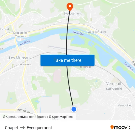 Chapet to Evecquemont map