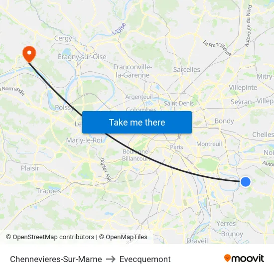 Chennevieres-Sur-Marne to Evecquemont map