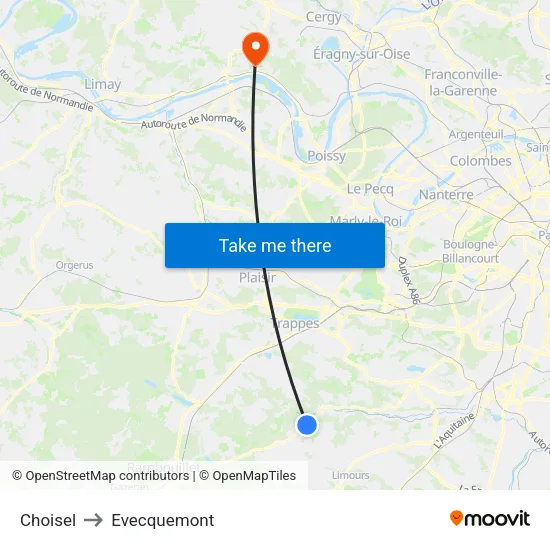 Choisel to Evecquemont map