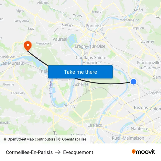 Cormeilles-En-Parisis to Evecquemont map