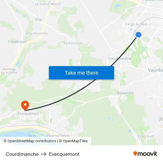 Courdimanche to Evecquemont map
