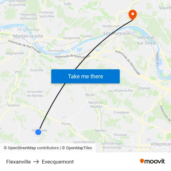 Flexanville to Evecquemont map