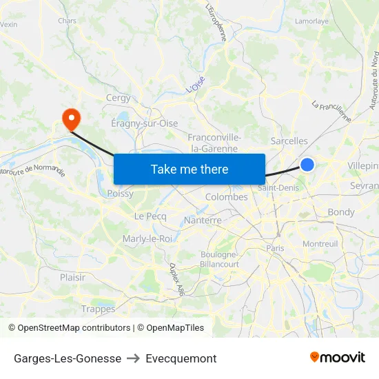 Garges-Les-Gonesse to Evecquemont map