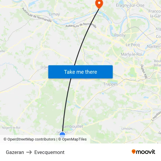 Gazeran to Evecquemont map