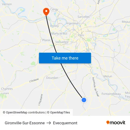 Gironville-Sur-Essonne to Evecquemont map