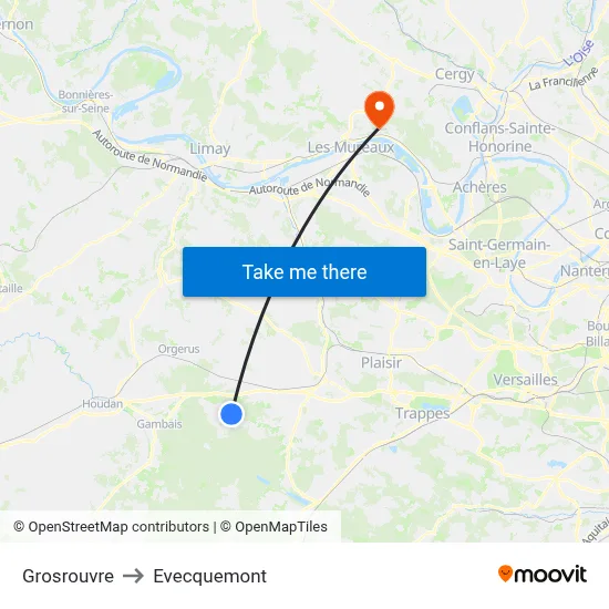 Grosrouvre to Evecquemont map