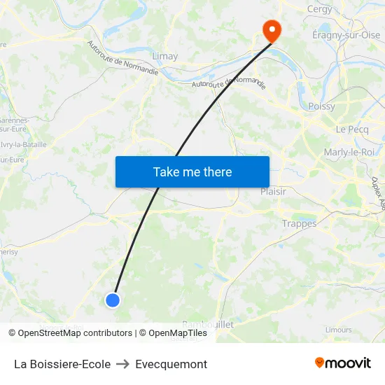 La Boissiere-Ecole to Evecquemont map