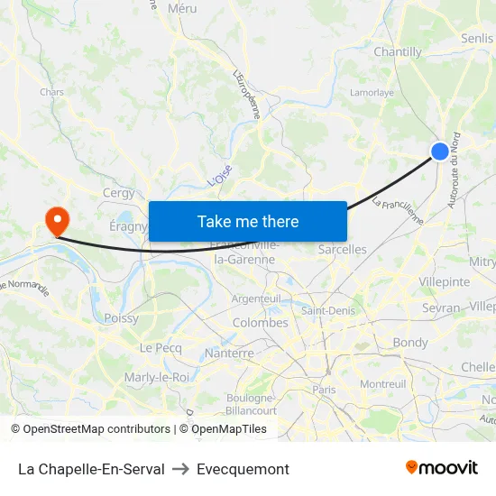 La Chapelle-En-Serval to Evecquemont map