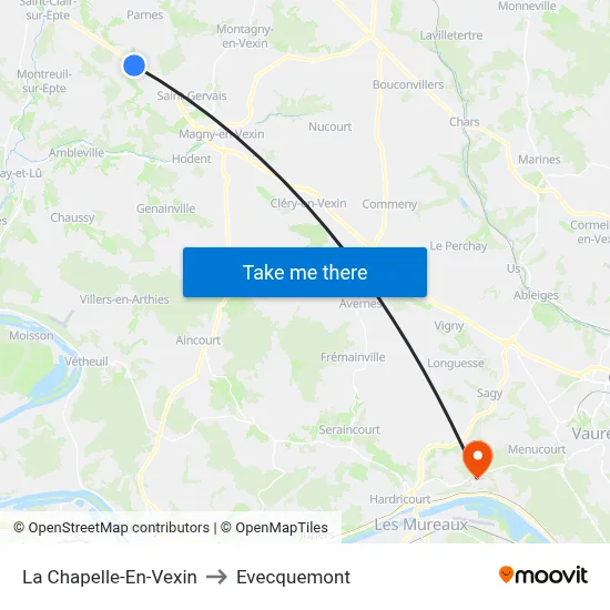 La Chapelle-En-Vexin to Evecquemont map