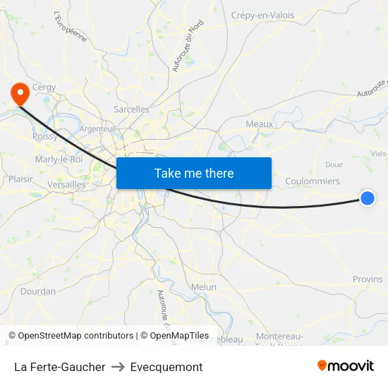 La Ferte-Gaucher to Evecquemont map