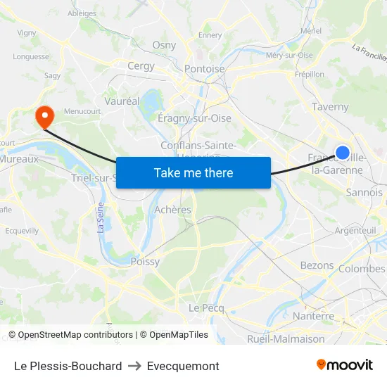 Le Plessis-Bouchard to Evecquemont map