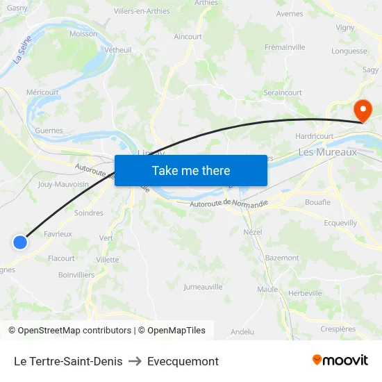 Le Tertre-Saint-Denis to Evecquemont map