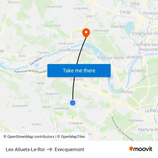 Les Alluets-Le-Roi to Evecquemont map