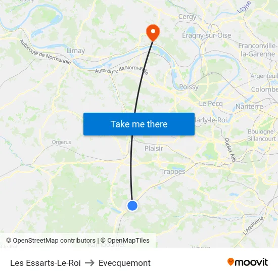Les Essarts-Le-Roi to Evecquemont map