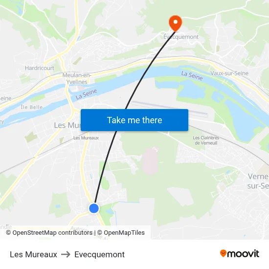 Les Mureaux to Evecquemont map