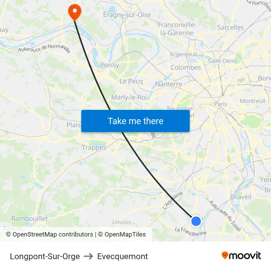 Longpont-Sur-Orge to Evecquemont map