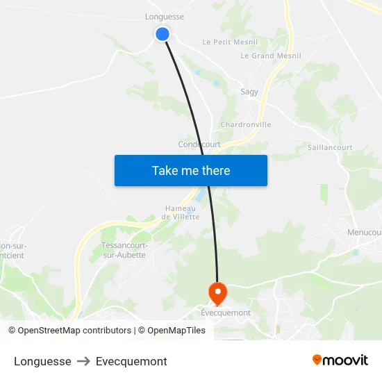 Longuesse to Evecquemont map