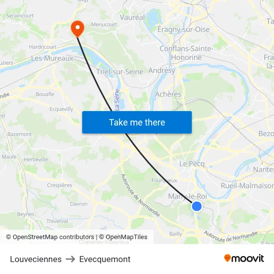 Louveciennes to Evecquemont map
