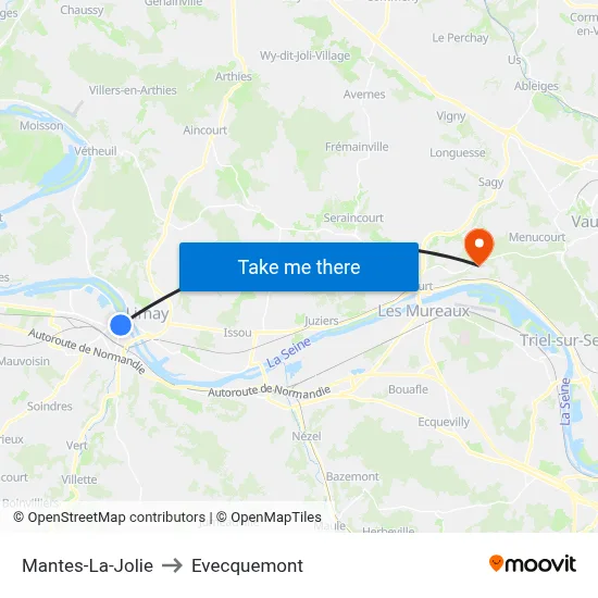 Mantes-La-Jolie to Evecquemont map