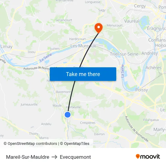 Mareil-Sur-Mauldre to Evecquemont map