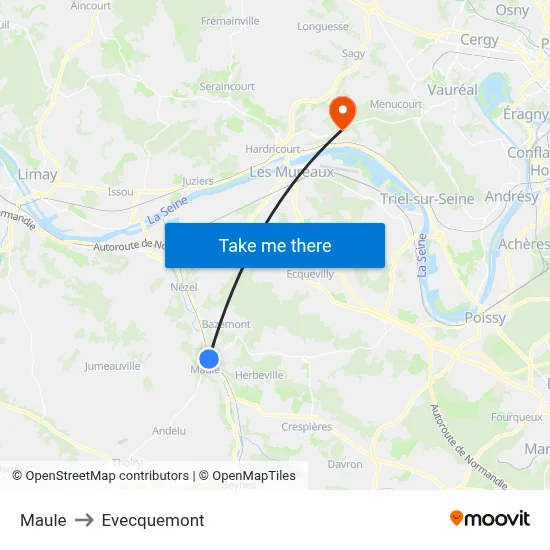 Maule to Evecquemont map