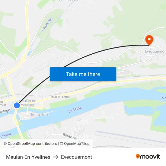 Meulan-En-Yvelines to Evecquemont map